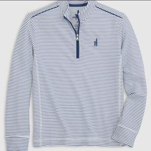 johnnie-O White and Navy Striped Quarter-Zip Performance Shirt